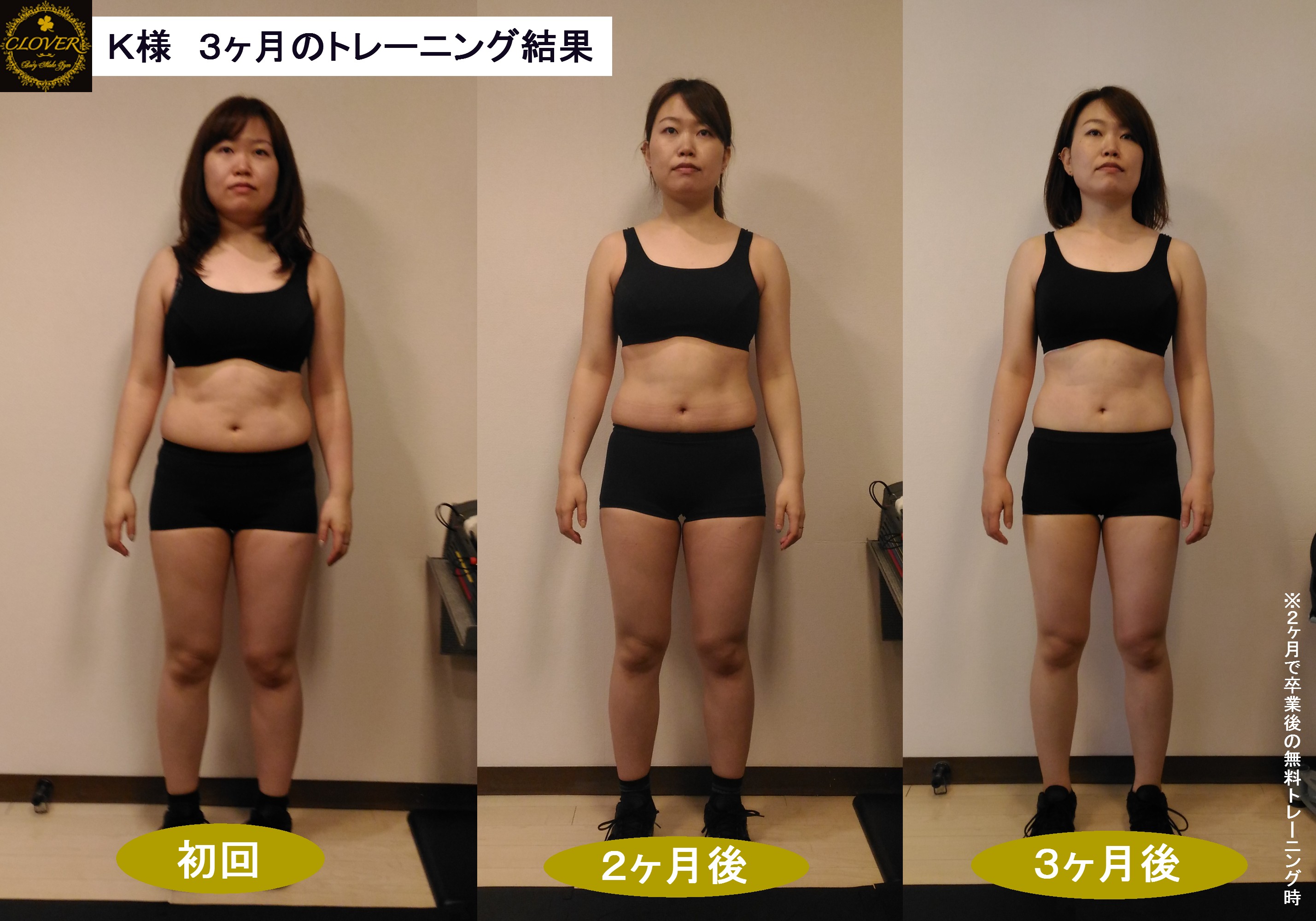 ダイエットビフォーアフター 2ヶ月の体の変化 Body Make Gym Clover
